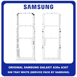 Original Γνήσιο Samsung Galaxy A30s A307 (SM-A307F, SM-A307FN, SM-A307G, SM-A307GN, SM-A307GT, SM-A307F/DS, SM-A307FN/DS, SM-A307G/DS, SM-A307GN/DS, SM-A307GT/DS) SIM Card Tray Cover Assy + Micro SD Tray Slot Υποδοχέας Βάση Θήκη Κάρτας SIM Κάλυμμα White Άσπρο GH98-44769D (Service Pack By Samsung)