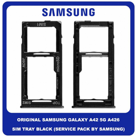 Original Γνήσιο Samsung Galaxy A42 5G A426 (SM-A426B, SM-A426B/DS, SM-A4260, SM-A426U) SIM Card Tray Cover Assy + Micro SD Tray Slot Υποδοχέας Βάση Θήκη Κάρτας SIM Κάλυμμα Black Μαύρο GH64-08247A (Service Pack By Samsung)