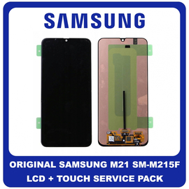 Γνήσια Original Samsung Galaxy M21 (SM-M215F) Super AMOLED, 420 nits (typ) Lcd Display Screen + Touch Screen Digitizer Μηχανισμός Αφής (No Frame) Black GH96-13507A (Service Pack By Samsung)