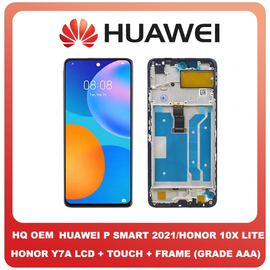 OEM HQ Huawei P Smart 2021, PSmart 2021 (PPA-LX2) Honor 10X Lite (DNN-LX9) Y7A LCD Display Assembly Screen Οθόνη + Touch Digitizer Μηχανισμός Αφής + Frame Bezel Πλαίσιο Black Μαύρο (Grade AAA+++)