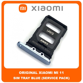 Original Γνήσιο Xiaomi Mi 11 Mi11 (M2011K2C, M2011K2G) SIM Card Tray Cover Assy + Micro SD Tray Slot Υποδοχέας Βάση Θήκη Κάρτας SIM Κάλυμμα Blue Μπλε (Service Pack By Xiaomi)