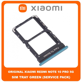Original Γνήσιο Xiaomi Redmi Note 10 Pro 5G CN , Note10 Pro 5G CN (China Version) SIM Card Tray Cover Assy + Micro SD Tray Slot Υποδοχέας Βάση Θήκη Κάρτας SIM Κάλυμμα Green Πράσινο (Service Pack By Xiaomi)