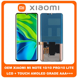 HQ OEM Xiaomi Mi Note 10, Mi Note 10 Pro (M1910F4G, M1910F4S), Mi Note 10 Lite (M2002F4LG, M1910F4G) Super Amoled Lcd Display Assembly Screen Οθόνη + Touch Screen Digitizer Μηχανισμός Αφής Black (Grade AAA+++)