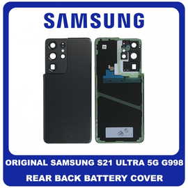 Γνήσια Original Samsung Galaxy S21 Ultra 5G G998 (G998B, G998B/DS) Rear Back Battery Cover Πίσω Κάλυμμα Καπάκι Πλάτη Μπαταρίας Phantom Black Μαύρο GH82-24499A (Service Pack)​