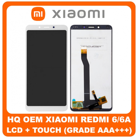 OEM HQ Xiaomi Redmi 6, Redmi6, (M1804C3DG, M1804C3DH, M1804C3DI) Redmi6A, Redmi 6A (M1804C3CG, M1804C3CH, M1804C3CI) LCD Display Assembly Οθόνη + Touch Screen Digitizer Μηχανισμός Αφής White (Grade AAA+++)