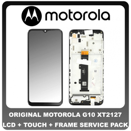 Γνήσιο Original Motorola MOTO G10 (XT2127) Lcd Display Screen Οθόνη + Touch Screen Digitizer Μηχανισμός Αφής + Frame Πλασιο Black 5D18C18090 (Service Pack By Motorola)