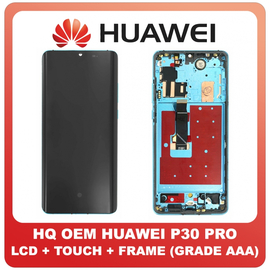 HQ OEM Συμβατό Για Huawei P30 Pro (VOG-L29, VOG-L09, VOG-AL00) OLED LCD Display Screen Assembly Οθόνη + Touch Screen Digitizer Μηχανισμός Αφής + Frame Bezel Πλαίσιο Σασί Aurora Blue (Grade AAA+++)