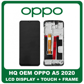 HQ OEM Συμβατό Για Oppo A5 2020 (CPH1931, CPH1959, CPH1933) IPS LCD Display Assembly Screen Οθόνη + Touch Screen Digitizer Μηχανισμός Αφής + Frame Bezel Πλαίσιο Black Μαύρο (Grade AAA+++)