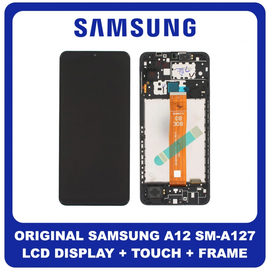 Γνήσιο Original Samsung Galaxy A12 NACHO SM-A127 (SM-A127F/DSN, SM-A127F/DS) Lcd Display Οθόνη + Touch Screen Μηχανισμός Αφής + Frame Πλαίσιο Black Μαύρο GH82-26485A (Service Pack By Samsung)