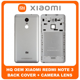 HQ OEM Συμβατό Για Xiaomi Redmi Note 3 (2015116, 2015161) Rear Back Battery Cover Πίσω Κάλυμμα Καπάκι Μπαταρίας Gray Γκρι + Camera Lens (Τζαμάκι Κάμερας)  (Grade AAA+++)