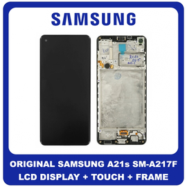 Γνήσια Original Samsung Galaxy A21s 2020 (SM-A217F) PLS TFT Οθόνη LCD Display Screen + Touch Screen DIgitizer Μηχανισμός Αφής + Frame Πλαίσιο GH82-22988A Black (Service Pack By Samsung)
