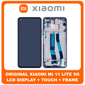 Γνήσια Original Xiaomi Mi 11 Lite 4G (M2101K9AG), Mi 11 Lite 5G (M2101K9G), LCD Display Assembly Screen Οθόνη + Touch Screen Digitizer Μηχανισμός Αφής + Frame Bezel Πλαίσιο Black Μαύρο 56000200K900 (Service Pack By Xiaomi)