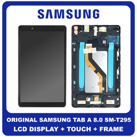 Γνήσιο Original Samsung Galaxy Tab A 8.0 2019 LTE (SM-T295) TFT Lcd Display Screen + Touch Screen Digitizer Μηχανισμός Αφής + Frame Πλαίσιο Black Μαύρο GH81-17178A (Service Pack By Samsung)​