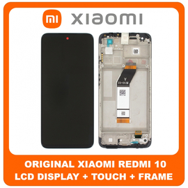 Γνήσια Original Xiaomi Redmi 10 (21061119AG, 21061119DG, 21061119AL) LCD Display Assembly Screen Οθόνη + Touch Screen Digitizer Μηχανισμός Αφής + Frame Bezel Πλαίσιο Tarnish Black Μαύρο 560002K19A00 (Service Pack By Xiaomi)