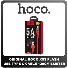 Γνήσια Original Hoco U53 Flash USB-Type-C Super Fast Charging Cable Καλώδιο 120cm Red Κόκκινο Blister (Blister Pack By Hoco)