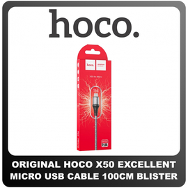 Γνήσια Original Hoco X50 Excellent Micro USB Fast Charging Cable Καλώδιο 100cm Gray Γκρι Blister (Blister Pack By Hoco)