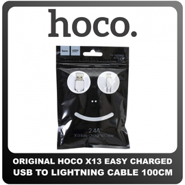 Γνήσια Original Hoco Easy Charged X13 USB To Lightning Fast Charging Cable Καλώδιο 100cm White Άσπρο Blister (Blister Pack By Hoco)