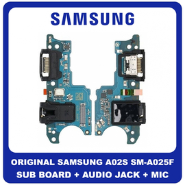 Original Γνήσιο Samsung Galaxy A02S (SM-A025F, SM-A025F/DS,) USB Type-C Charging Dock Connector Flex Sub Board, Καλωδιοταινία Υπό Πλακέτα Φόρτισης + Microphone Μικρόφωνο + Audio Jack Θύρα Ακουστικών GH81-20187A (Service Pack By Samsung)