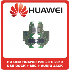 HQ OEM Συμβατό Για Huawei P20 Lite 2019, USB Type-C Charging Dock Connector Flex Sub Board, Καλωδιοταινία Υπό Πλακέτα Φόρτισης + Microphone Μικρόφωνο + Audio Jack Θύρα Ακουστικών (Premium A+)
