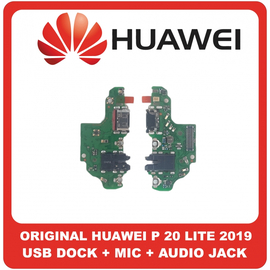 Γνήσια Original Huawei P20 Lite 2019, P20Lite 2019 USB Type-C Charging Dock Connector Flex Sub Board, Καλωδιοταινία Υπό Πλακέτα Φόρτισης + Microphone Μικρόφωνο + Audio Jack Θύρα Ακουστικών (Service Pack By Huawei)