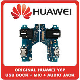Γνήσια Original Huawei Y6p (MED-LX9, MED-LX9N) Micro USB Charging Dock Connector Flex Sub Board, Καλωδιοταινία Υπό Πλακέτα Φόρτισης + Microphone Μικρόφωνο + Audio Jack Θύρα Ακουστικών (Service Pack By Huawei)