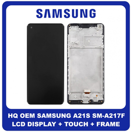 HQ OEM Συμβατό Για Samsung Galaxy A21s (SM-A217F, SM-A217F/DS) PLS LCD Display Screen Assembly Οθόνη + Touch Screen Digitizer Μηχανισμός Αφής + Frame Bezel Πλαίσιο Σασί (Grade AAA+++)