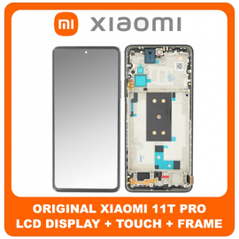 Γνήσιο Original Xiaomi 11T Pro, Xiaomi11T Pro (2107113SG, 2107113SI​) AMOLED LCD Display Screen Assembly Οθόνη + Touch Screen Digitizer Μηχανισμός Αφής + Frame Bezel Πλαίσιο Σασί Black Μαύρο 5600030K3S00 (Service Pack By Xiaomi)