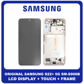 Γνήσιο Original Samsung Galaxy S22+ 5G (SM-S906B, SM-S906B/DS) Dynamic AMOLED LCD Display Screen Assembly Οθόνη + Touch Screen Digitizer Μηχανισμός Αφής + Frame Bezel Πλαίσιο Σασί Pink Ροζ GH82-27500D (Service Pack By Samsung)