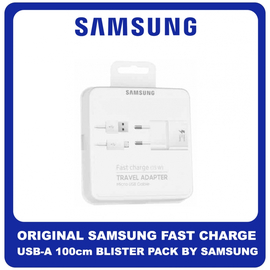Γνήσια Original Samsung Fast Charge 5V 2A USB-A To Micro USB 15W Cable Καλώδιο 100cm  White Άσπρο Blister EP-TA20EWE & ECB-DU4AWE (Blister Pack by Samsung)