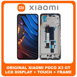 Γνήσια Original Xiaomi Poco X3 GT, PocoX3 GT (21061110AG) IPS LCD Display Screen Assembly Οθόνη + Touch Screen Digitizer Μηχανισμός Αφής + Frame Bezel Πλαίσιο Σασί Black Μαύρο 560003K10A00 (Service Pack By Xiaomi)