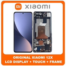 Γνήσια Original  Xiaomi 12X 5G (2112123AC,2112123AG) / 12S 5G (2206123SC) / 12 5G (2201123G,2201123C)​ AMOLED LCD Display Screen Assembly Οθόνη + Touch Screen Digitizer Μηχανισμός Αφής + Frame Bezel Πλαίσιο Σασί Black Μαύρο 5600030L3A00 (Service Pack By Xiaomi)