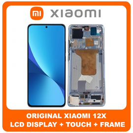 Γνήσια Original Xiaomi 12X 5G (2112123AC,2112123AG) / 12S 5G (2206123SC) / 12 5G (2201123G,2201123C)​ AMOLED LCD Display Screen Assembly Οθόνη + Touch Screen Digitizer Μηχανισμός Αφής + Frame Bezel Πλαίσιο Σασί Blue Μπλε 5600040L3A00 (Service Pack By Xiaomi)