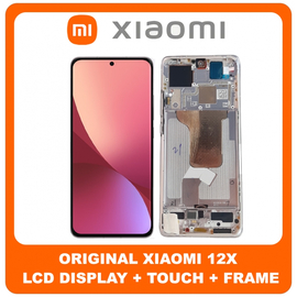 Γνήσια Original Xiaomi 12X, Xiaomi12x 5G  (2112123AC, 2112123AG) AMOLED LCD Display Screen Assembly Οθόνη + Touch Screen Digitizer Μηχανισμός Αφής + Frame Bezel Πλαίσιο Σασί Purple Μωβ 5600050L3A00 (Service Pack By Xiaomi)