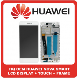 HQ OEM Συμβατό Για Huawei Nova Smart (DIG-L01, DIG-L21), OLED LCD Display Screen Assembly Οθόνη + Touch Screen Digitizer Μηχανισμός Αφής + Frame Bezel Πλαίσιο Σασί White Άσπρο (Grade AAA+++)