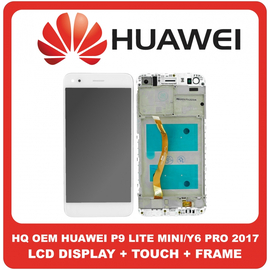 HQ OEM Συμβατό Για Huawei P9 lite Mini (SLA-L02, SLA-L22), Y6 Pro 2017, IPS LCD Display Screen Assembly Οθόνη + Touch Screen Digitizer Μηχανισμός Αφής + Frame Bezel Πλαίσιο Σασί White Άσπρο (Grade AAA+++)