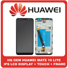 HQ OEM Συμβατό Για Huawei Mate 10 Lite (RNE-L21, RNE-L22, RNE-L01, RNE-L02, RNE-L11, RNE-L23, RNE-L03, RNE-AL00) IPS LCD Display Screen Assembly Οθόνη + Touch Screen Digitizer Μηχανισμός Αφής + Frame Bezel Πλαίσιο Σασί Black Μαύρο Without Logo (Grade AAA+++)