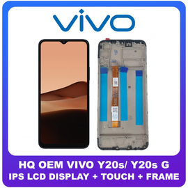 HQ OEM Συμβατό Για Vivo Y20s, Vivo Y20s G (V2038), IPS LCD Display Screen Assembly Οθόνη + Touch Screen Digitizer Μηχανισμός Αφής + Frame Bezel Πλαίσιο Σασί Black Μαύρο (Grade AAA+++)