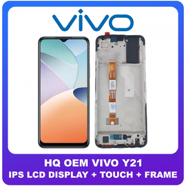 HQ OEM Συμβατό Για Vivo Y21 (V2111), IPS LCD Display Screen Assembly Οθόνη + Touch Screen Digitizer Μηχανισμός Αφής + Frame Bezel Πλαίσιο Σασί Black Μαύρο (Grade AAA+++)