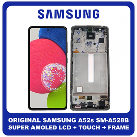 Γνήσια Original Samsung Galaxy A52s 5G (SM-A528B, SM-A528B/DS) Super AMOLED LCD Display Screen Assembly Οθόνη + Touch Screen Digitizer Μηχανισμός Αφής + Frame Bezel Πλαίσιο Σασί White Άσπρο GH82-26861D (Service Pack By Samsung)