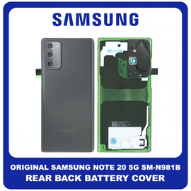 Γνήσια Original Samsung Galaxy Note 20 5G, Note20 5G (SM-N981B, SM-N981B/DS) Rear Back Battery Cover Πίσω Κάλυμμα Καπάκι Πλάτη Μπαταρίας Mystic Grey Γκρι GH82-23299A (Service Pack By Samsung)
