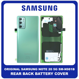 Γνήσια Original Samsung Galaxy Note 20 5G, Note20 5G (SM-N981B, SM-N981B/DS) Rear Back Battery Cover Πίσω Κάλυμμα Καπάκι Πλάτη Μπαταρίας Mystic Green Πράσινο GH82-23299C GH82-23298C​ (Service Pack By Samsung)