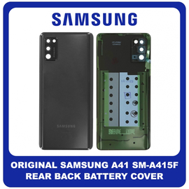 Γνήσια Original Samsung Galaxy A41 (SM-A415F, SM-A415F/DS) Rear Back Battery Cover Πίσω Κάλυμμα Καπάκι Πλάτη Μπαταρίας Black Μαύρο GH82-22585A (Service Pack By Samsung)