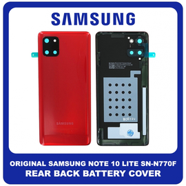 Γνήσια Original Samsung Galaxy Note 10 Lite (SM-N770F, SM-N770F/DS) Rear Back Battery Cover Πίσω Κάλυμμα Καπάκι Πλάτη Μπαταρίας Aura Red Κόκκινο GH82-21972C (Service Pack By Samsung)