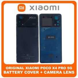 &Gamma;&nu;ή&sigma;&iota;&alpha; Original Xiaomi Poco X4 Pro 5G (2201116PG) Rear Back Battery Cover &Pi;ί&sigma;&omega; &Kappa;ά&lambda;&upsilon;&mu;&mu;&alpha; &Kappa;&alpha;&pi;ά&kappa;&iota; &Mu;&pi;&alpha;&tau;&alpha;&rho;ί&alpha;&sigmaf; + Camera Frame + Camera Lens Black &Mu;&alpha;ύ&rho;&omicron; (Service Pack By Xiaomi)