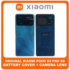 Γνήσια Original Xiaomi Poco X4 Pro 5G (2201116PG) Rear Back Battery Cover Πίσω Κάλυμμα Καπάκι Μπαταρίας + Camera Frame Without Main Camera Lens​ Laser Blue Μπλε (Service Pack By Xiaomi)
