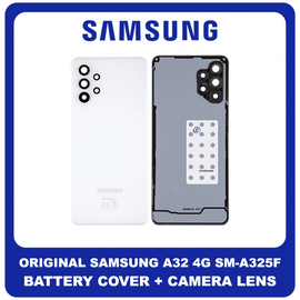 Γνήσια Original Samsung Galaxy A32 4G (SM-A325F, SM-A325F/DS, SM-A325M, SM-A325N) Rear Back Battery Cover Πίσω Κάλυμμα Καπάκι Πλάτη Μπαταρίας + Camera Lens Τζαμάκι Κάμερας Awesome White Άσπρο GH82-25545B (Service Pack By Samsung)