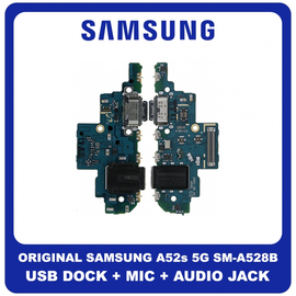 Γνήσια Original Samsung Galaxy A52s 5G (SM-A528B, SM-A528B/DS) Version K1 USB Type-C Charging Dock Connector Flex Sub Board, Καλωδιοταινία Υπό Πλακέτα Φόρτισης + Microphone Μικρόφωνο + Audio Jack Θύρα Ακουστικών GH96-14724A (Service Pack By Samsung)