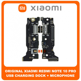 Γνήσια Original Xiaomi Redmi Note 10 Pro 4G ​, Redmi Note 10Pro 4G​ (M2101K6G, M2101K6R) USB Type-C Charging Dock Connector Flex Sub Board, Καλωδιοταινία Υπό Πλακέτα Φόρτισης + Microphone Μικρόφωνο 56000100K600 (Service Pack By Xiaomi)