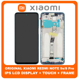 Γνήσια Original Xiaomi Redmi Note 9s, Note9s (M2003J6A1G), Note 9 Pro, Note 9Pro (M2003J6B2G) IPS LCD Display Screen Assembly Οθόνη + Touch Screen Digitizer Μηχανισμός Αφής + Frame Bezel Πλαίσιο Σασί Aurora Blue Μπλε 560003J6A100 (Service Pack By Xiaomi)