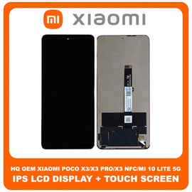 HQ OEM Συμβατό Για Xiaomi Poco X3 (MZB07Z0IN) PocoX3 NFC (M2007J20CG), Poco X3 Pro (M2102J20SG) Mi 10T Lite 5G (M2007J17G) IPS LCD Display Assembly Screen Οθόνη + Touch Screen Digitizer Μηχανισμός Αφής Black Μαύρο (Grade AAA+++)